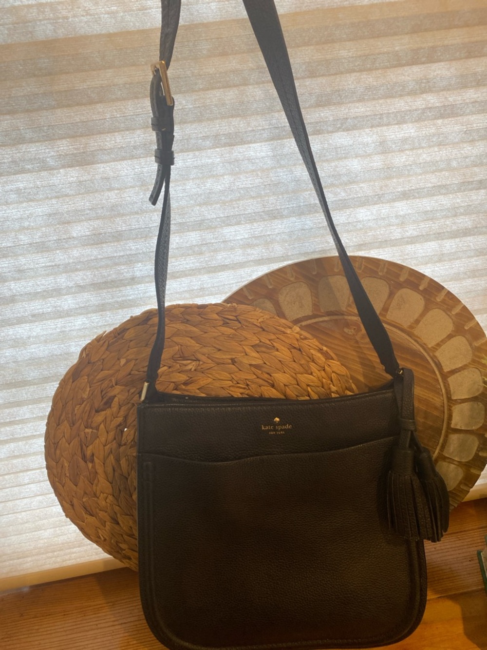 Kate Spade Black Pebbled Leather Orchard Street Tassel Crossbody Bag - Picture 9 of 11